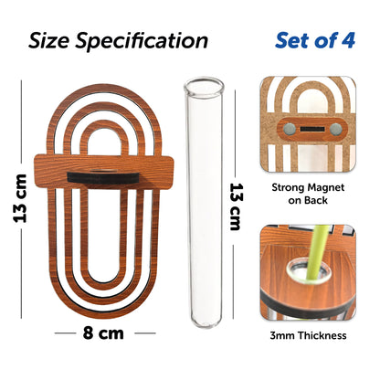 🌿 Mini Wooden Magnetic Glass Vase Spiral Design