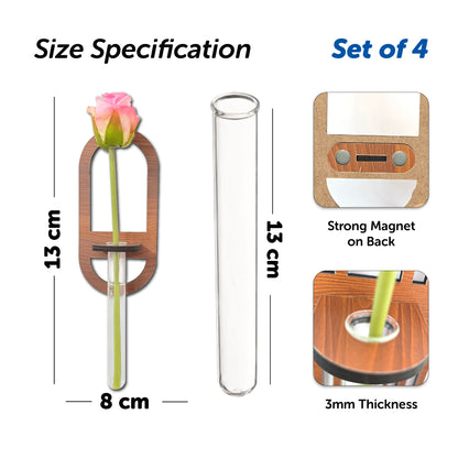 🌿 Mini Wooden Magnetic Glass Vase Metric Oval Design