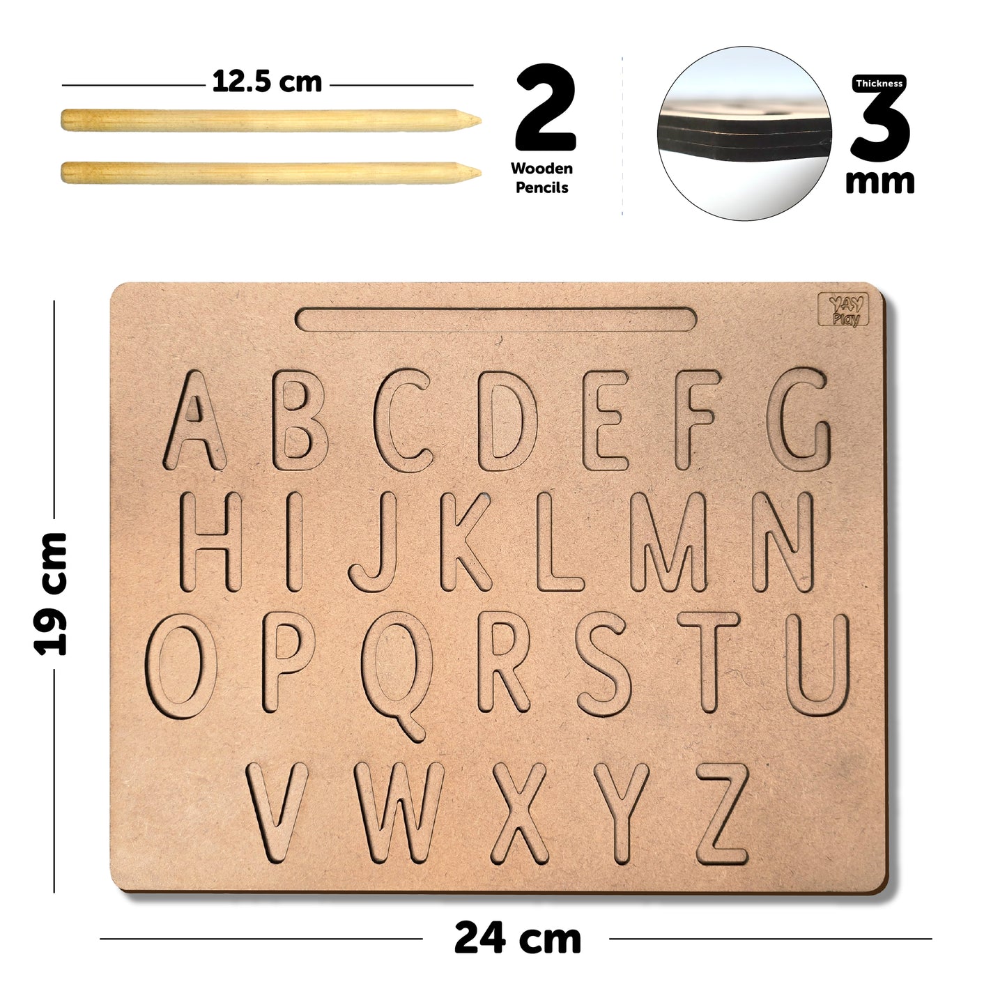 Educational Wooden Tracing Board for Kids Set of 4 Double Sided Board