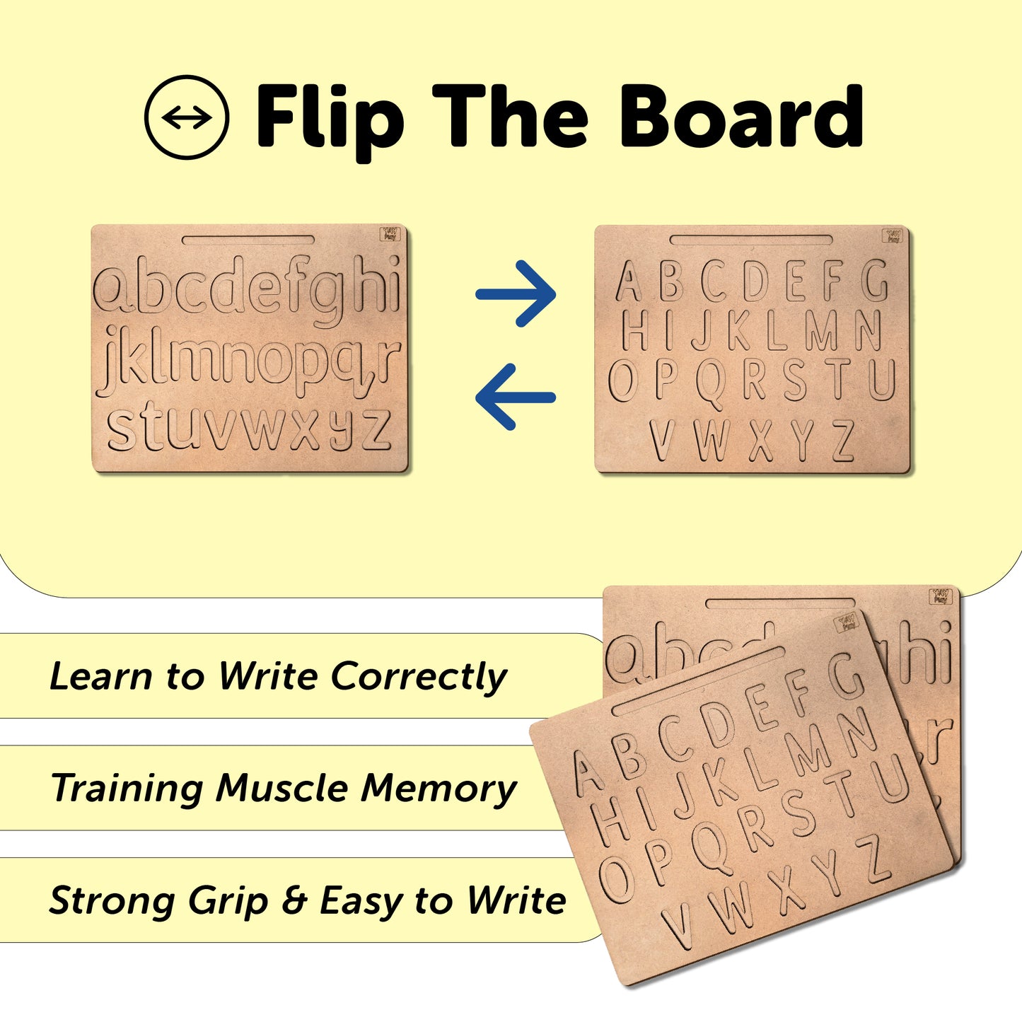 Educational Wooden Tracing Board for Kids Set of 4 Double Sided Board