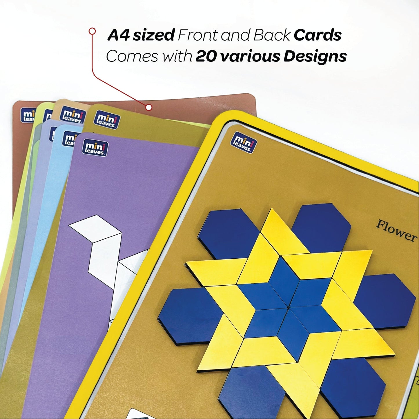 Mini Leaves™ Magnetic Writing White Board | Mosaic Pattern Block Game – 66 Pcs with 20 Activity Cards