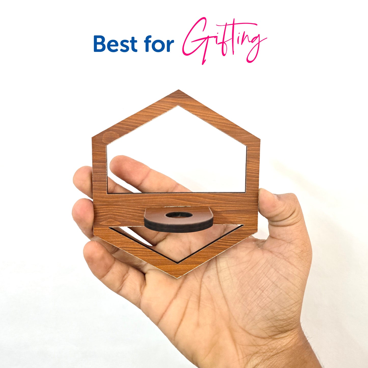 🌿 Mini Wooden Magnetic Glass Vase Hexagon Design