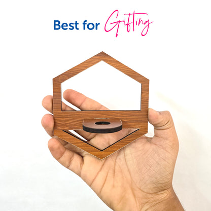 🌿 Mini Wooden Magnetic Glass Vase Hexagon Design