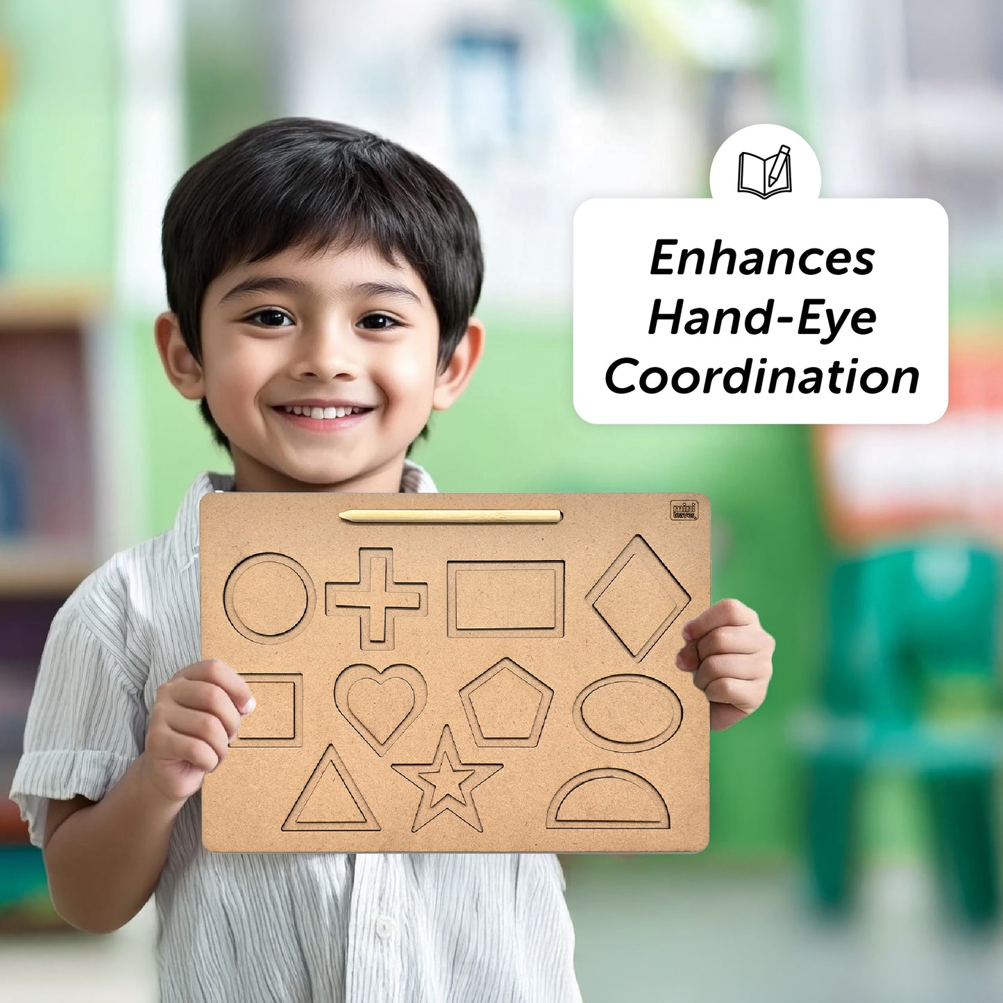 Educational Wooden Tracing Board for Kids Set of 4 Double Sided Board