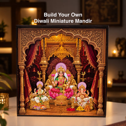 DIY 3D Diwali Mandir with LED Light – Laxmi Ji, Ganesh Ji & Saraswati Ji | Festive Gift & Décor