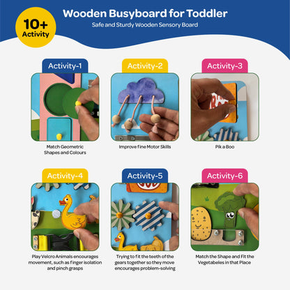 Busyboard for toddlers 1 to 3 Years with 10+ Activities