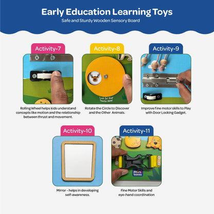 Busyboard for toddlers 1 to 3 Years with 10+ Activities