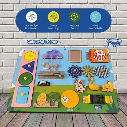 Busyboard for toddlers 1 to 3 Years with 10+ Activities