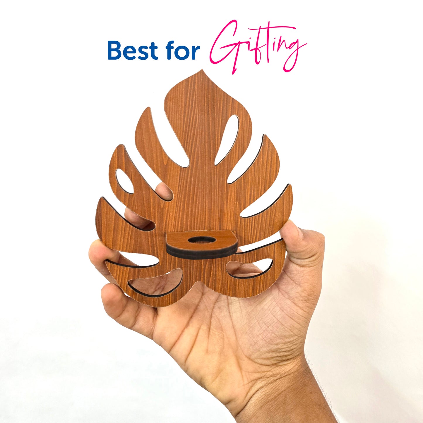🌿 Mini Wooden Magnetic Glass Vase Leaf Design