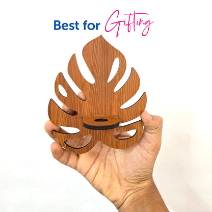 🌿 Mini Wooden Magnetic Glass Vase Leaf Design