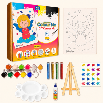 Colour Me Baby Princess DIY Canvas Art Kit 8 x 6 Inch with Wooden Easel 6+ Kids