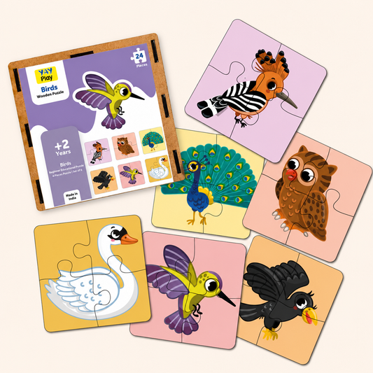 Birds 4 Pieces Wooden Puzzles 2+ Years