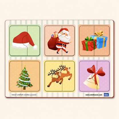 Christmas Joy 2 Pieces Wooden Puzzle 2+ Years