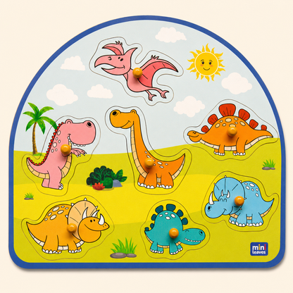 Stomping Dinos Wooden Pegged Puzzle