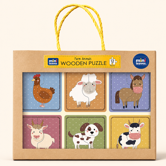 Farm Friends 2 Piece Wooden Puzzles 2+ Years