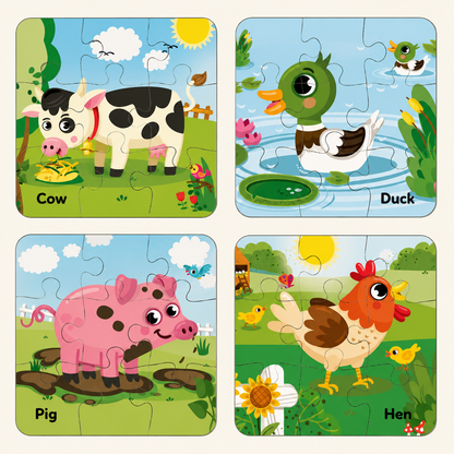 4 in 1 My Farm Wooden Puzzle Toy
