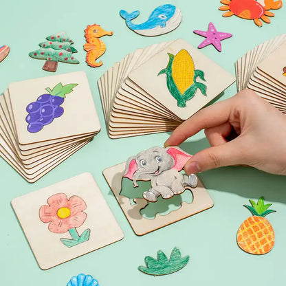 Wooden Drawing Stencils For kids (Free Paint Kit)