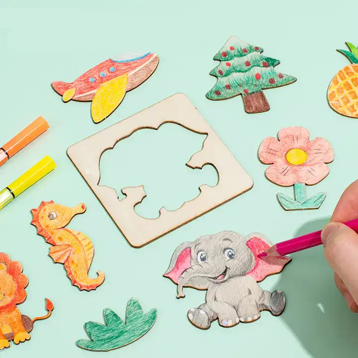 Wooden Drawing Stencils For kids (Free Paint Kit)