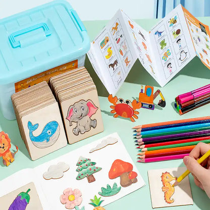Wooden Drawing Stencils For kids (Free Paint Kit)