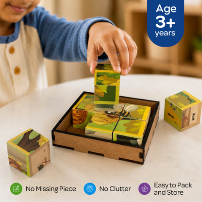 Insects Wooden Cube Block 6 Sides 2+ Years
