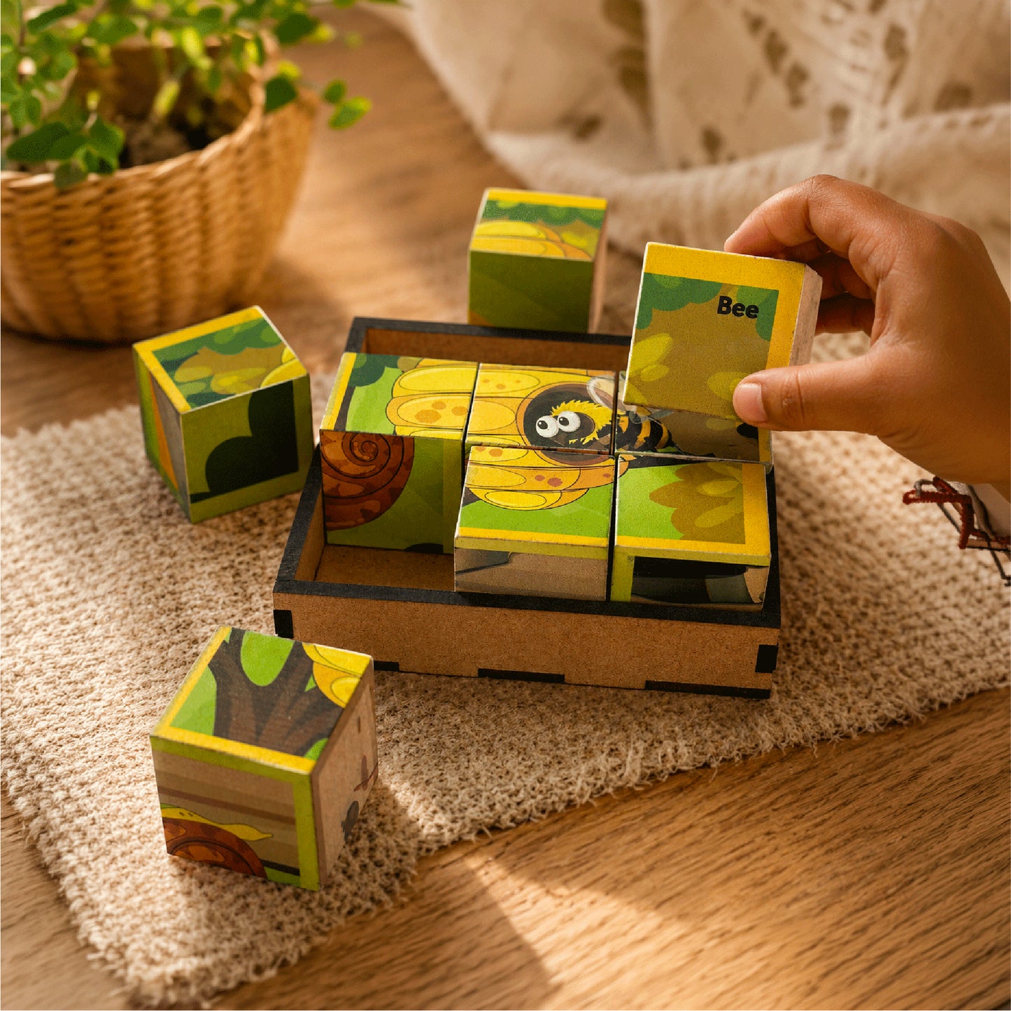 Insects Wooden Cube Block 6 Sides 2+ Years