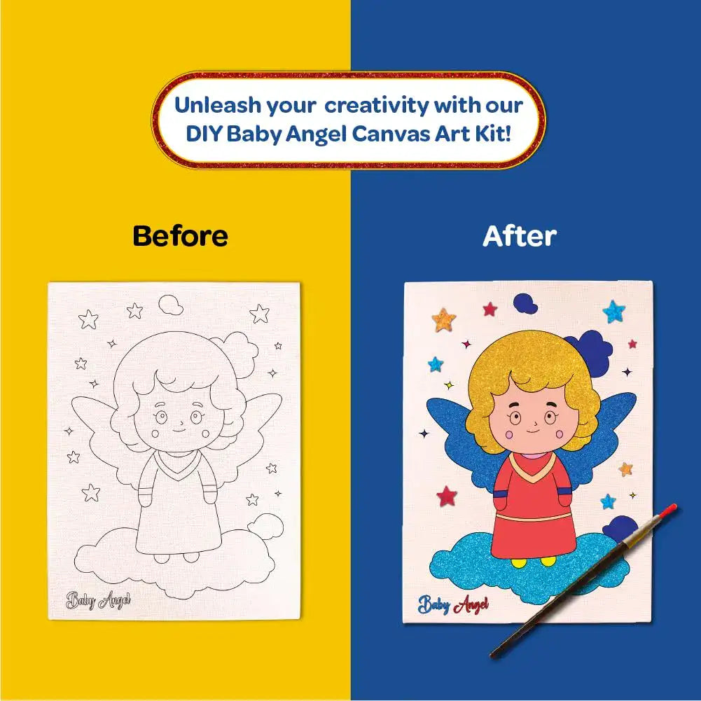 Colour Me Baby Princess DIY Canvas Art Kit 8 x 6 Inch with Wooden Easel 6+ Kids
