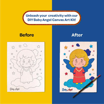Colour Me Baby Princess DIY Canvas Art Kit 8 x 6 Inch with Wooden Easel 6+ Kids