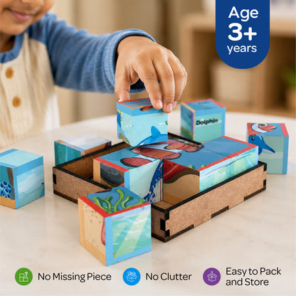 Cube Blocks Ocean Animals 6 Sides with 6 Animal 2+ Years