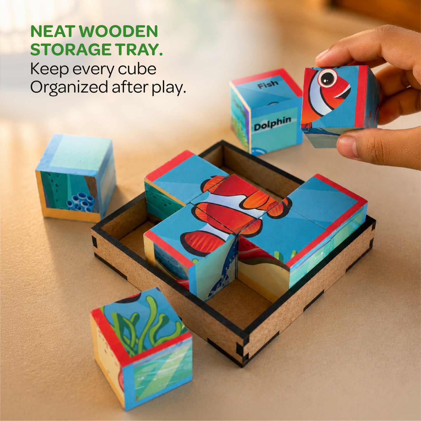 Cube Blocks Ocean Animals 6 Sides with 6 Animal 2+ Years