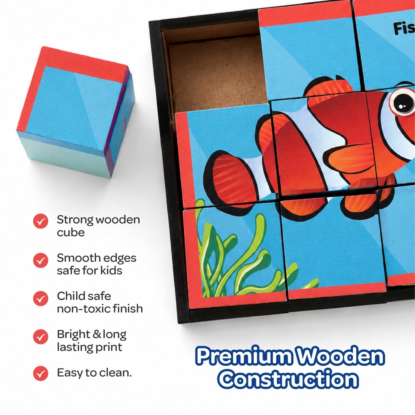 Cube Blocks Ocean Animals 6 Sides with 6 Animal 2+ Years