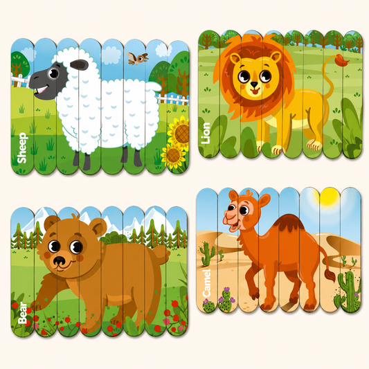 Animal Theme Stick Puzzle Strip for 3+ Years