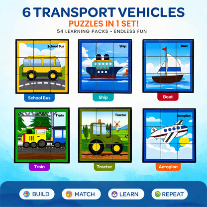 Cube Block Transport 6 Sides with 6 Animal 2+ Years