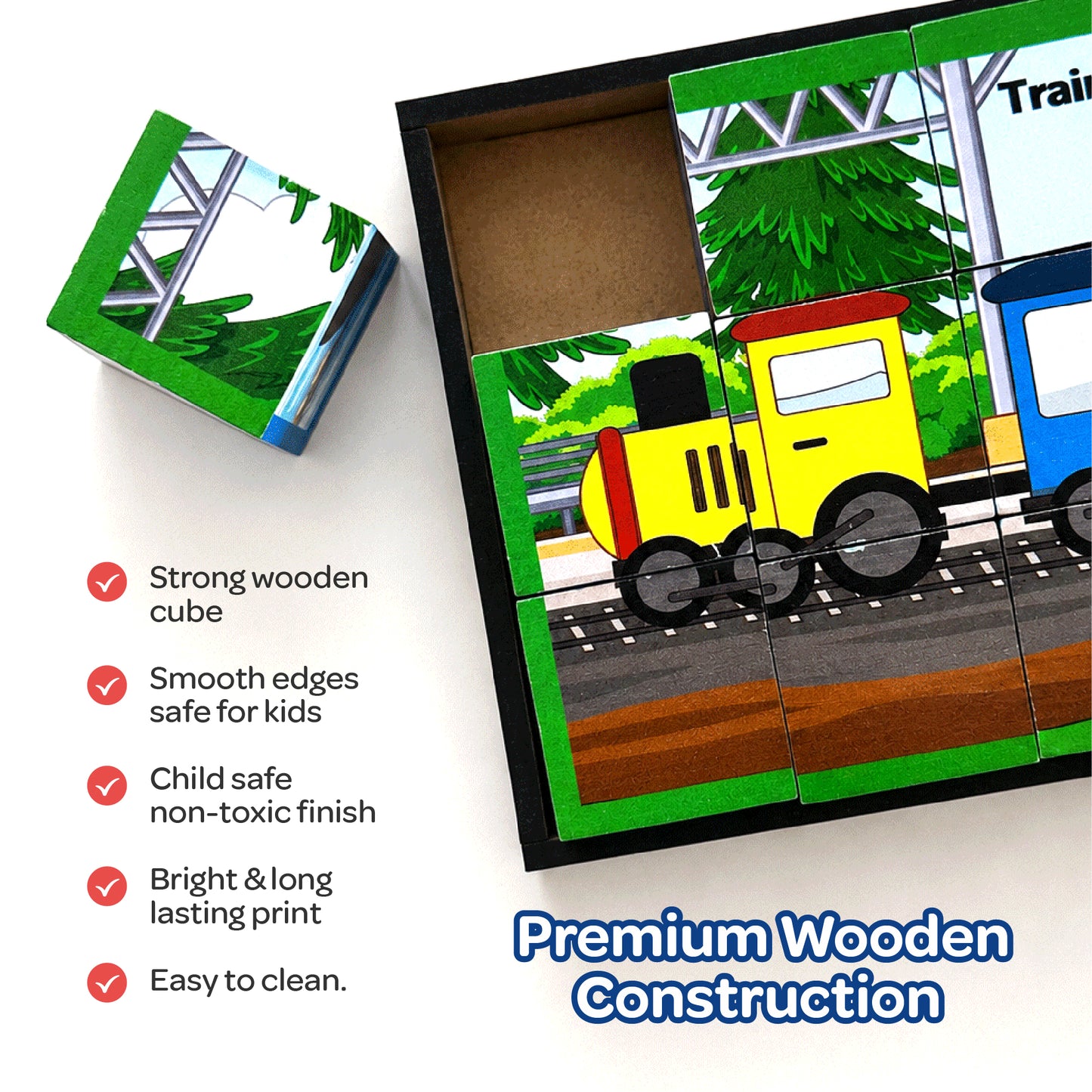 Cube Block Transport 6 Sides with 6 Animal 2+ Years