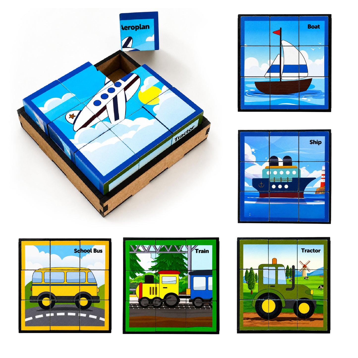 Cube Block Transport 6 Sides with 6 Animal 2+ Years