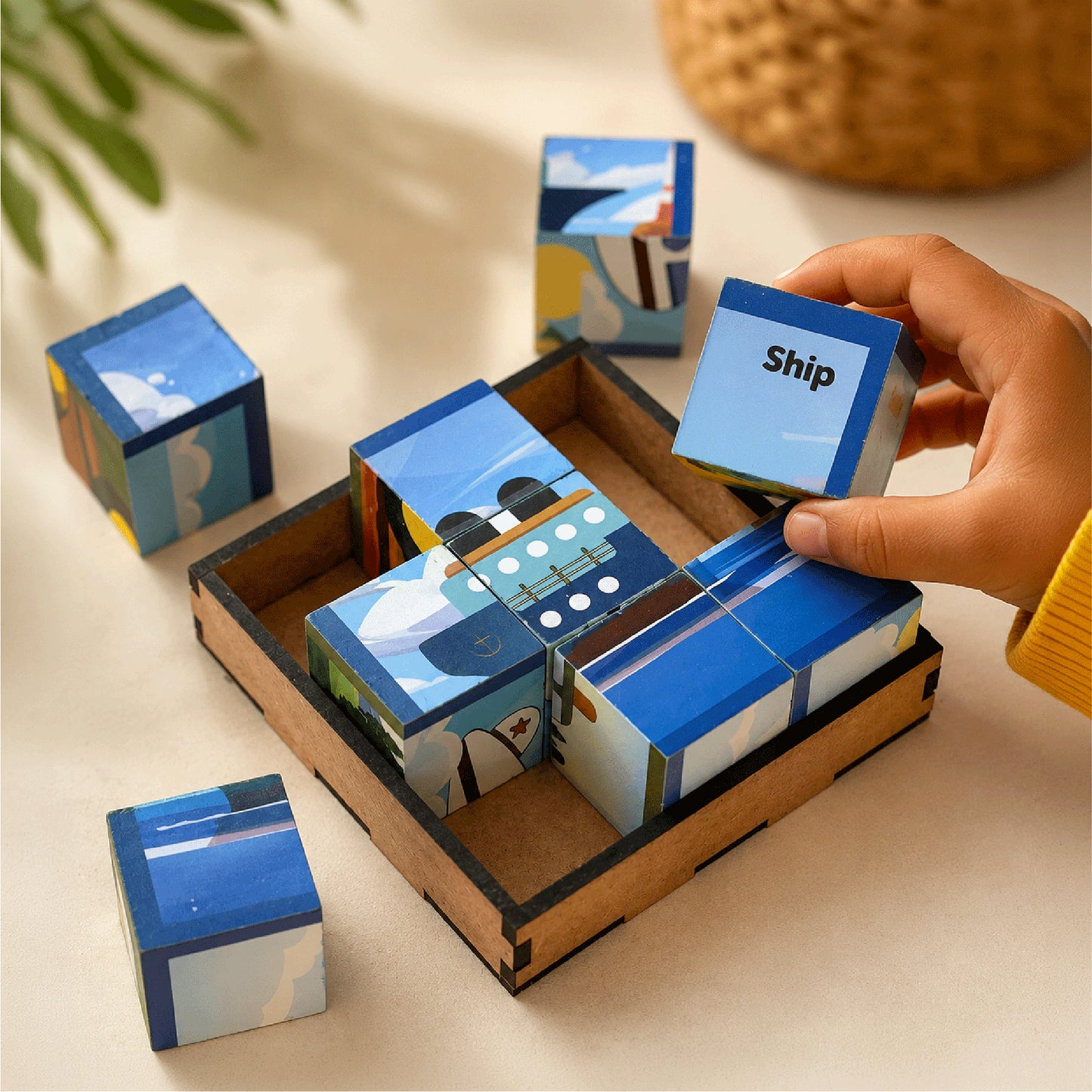 Cube Block Transport 6 Sides with 6 Animal 2+ Years