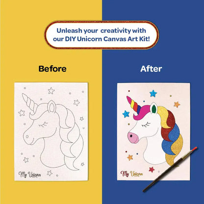 Colour Me Unicorn DIY Canvas Kit 8 x 6 Inch with Wooden Easel for 6+ Kids