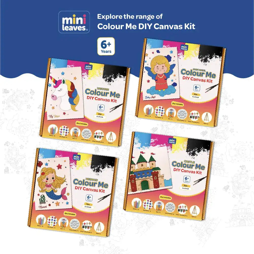 Colour Me Unicorn DIY Canvas Kit 8 x 6 Inch with Wooden Easel for 6+ Kids