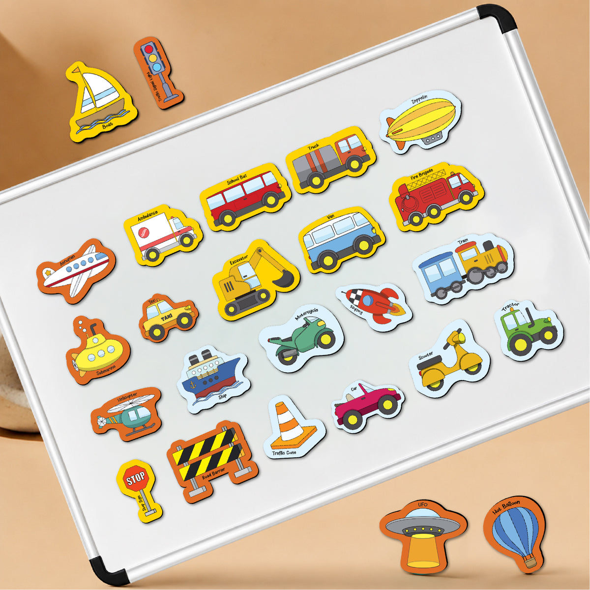 26 Pieces Transport Full Magnetic Fridge Magnets for Kids 2+ Years