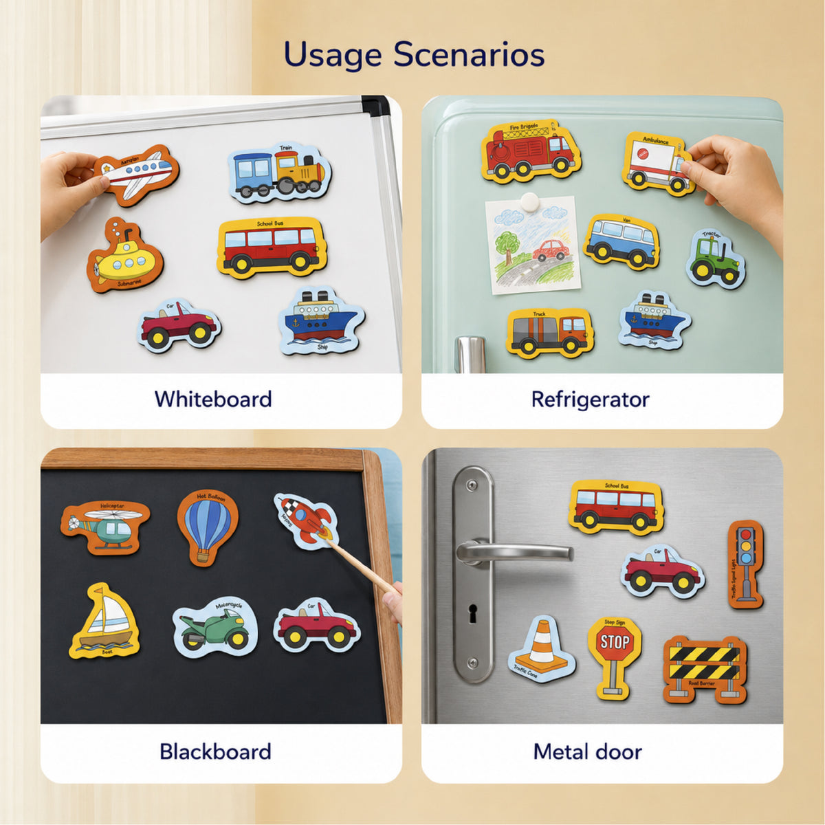 26 Pieces Transport Full Magnetic Fridge Magnets for Kids 2+ Years