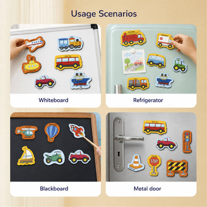 26 Pieces Transport Full Magnetic Fridge Magnets for Kids 2+ Years