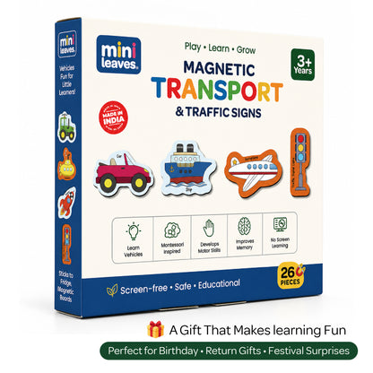 26 Pieces Transport Full Magnetic Fridge Magnets for Kids 2+ Years