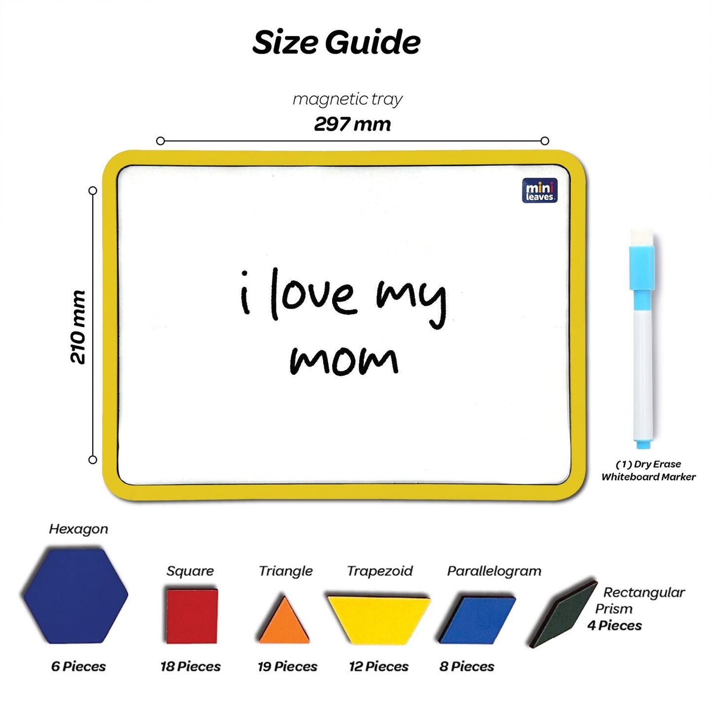 Mini Leaves™ Magnetic Writing White Board | Mosaic Pattern Block Game – 66 Pcs with 20 Activity Cards