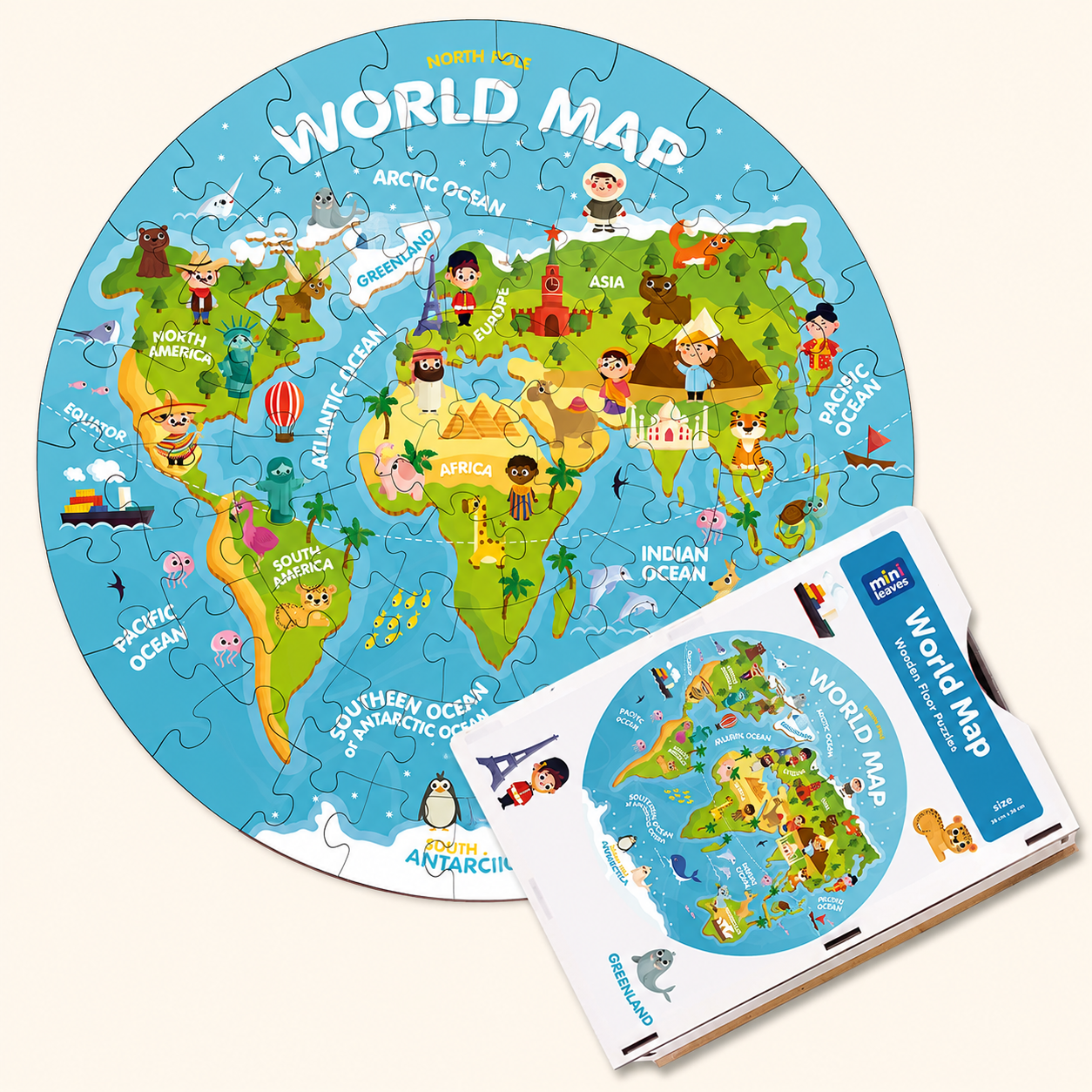 World Map Educational Floor Puzzle 72 Pieces 4 Years+