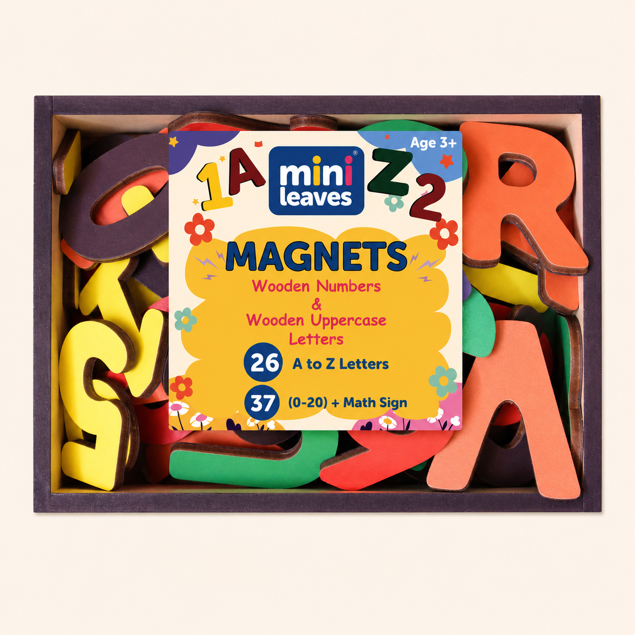 Magnetic Letters and Numbers Set With 89 Wooden Magnets 3+ Years