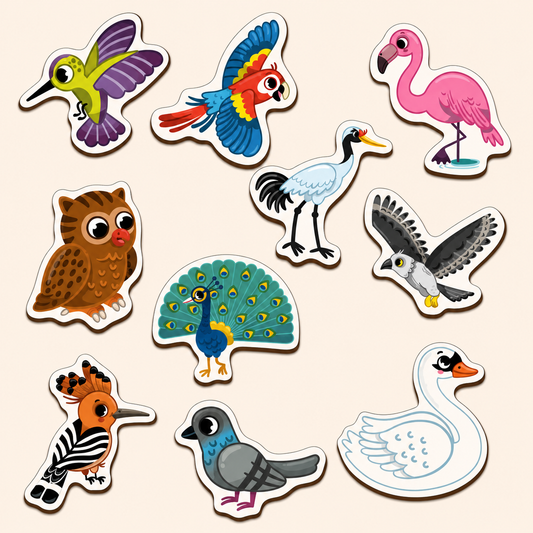 Birds Fridge Magnetic Set of 10 2+ Years