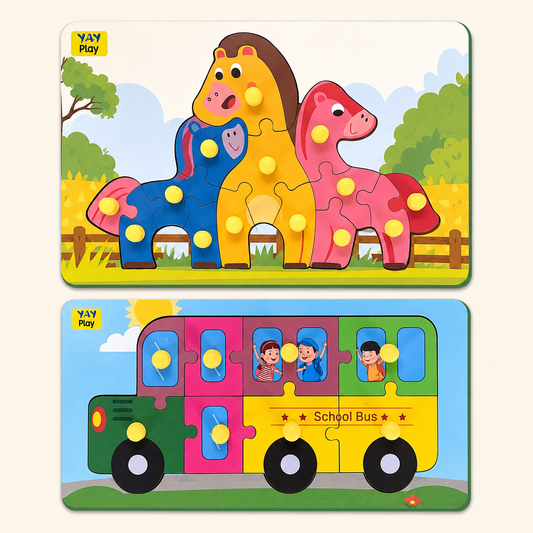 Colorful Learning Educational Puzzle Board for Kids with Knobs