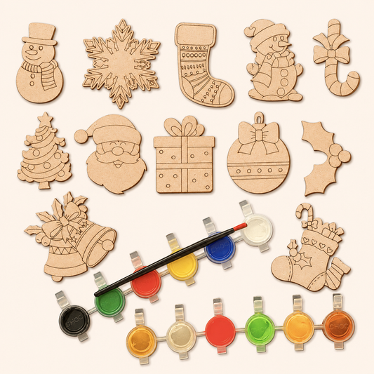 DIY Christmas Santa Claus Wooden Fridge Magnets Cut Outs 6+ Years