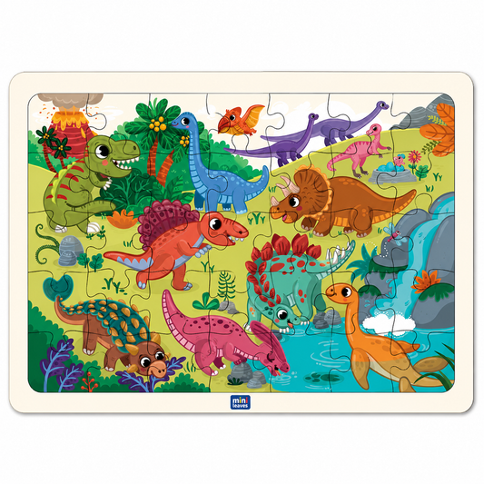 World of Dinosaurs Wooden Puzzle | 35 Pieces with Booster Cards