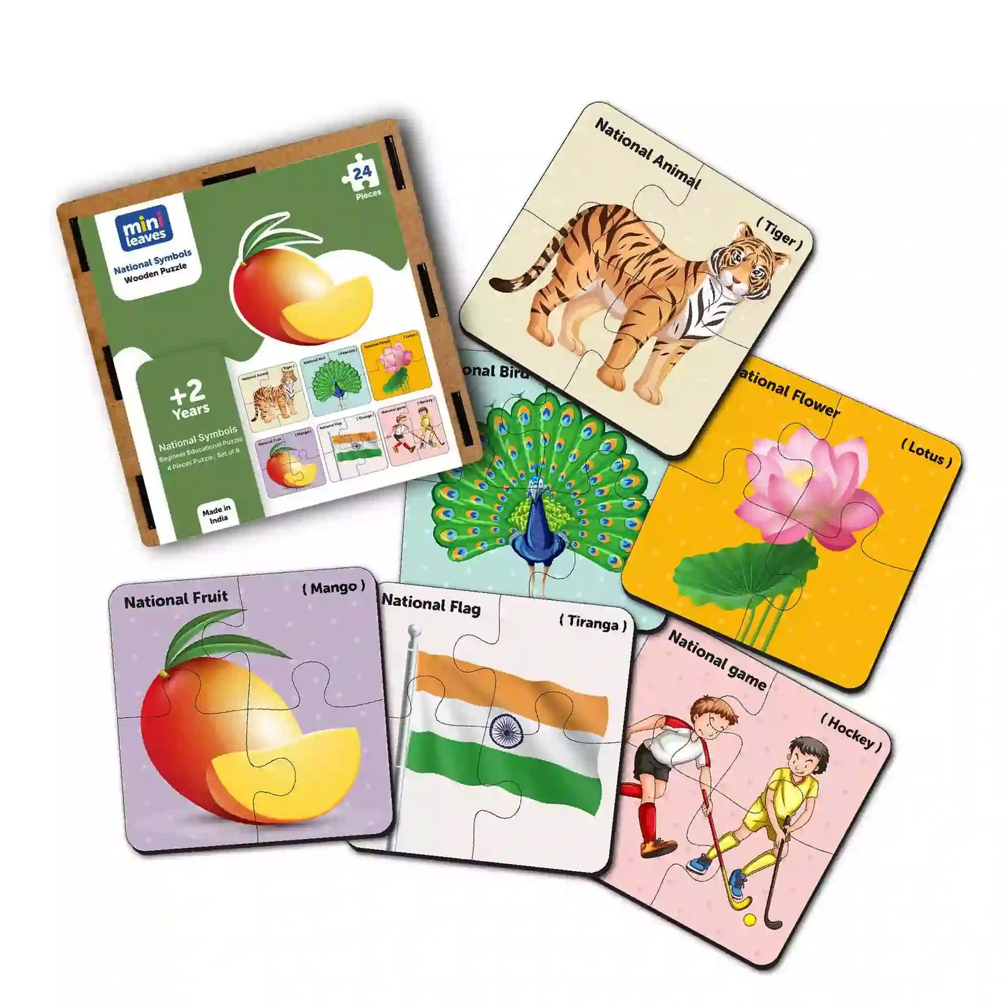 National Symbols 4 Pieces Wooden Puzzles 2+ Years - Mini Leaves