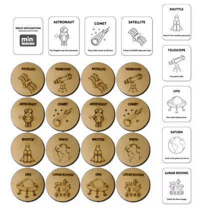 Space Exploration Memory Card Game 8 Pairs 2+ Years - Mini Leaves